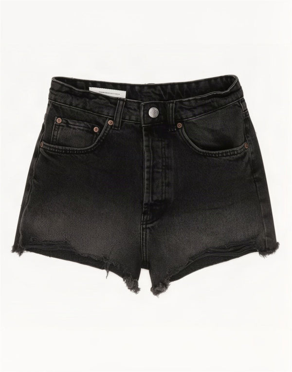 Shorts jeans feminino Zara EU 34 2XS W24 algodão preto
