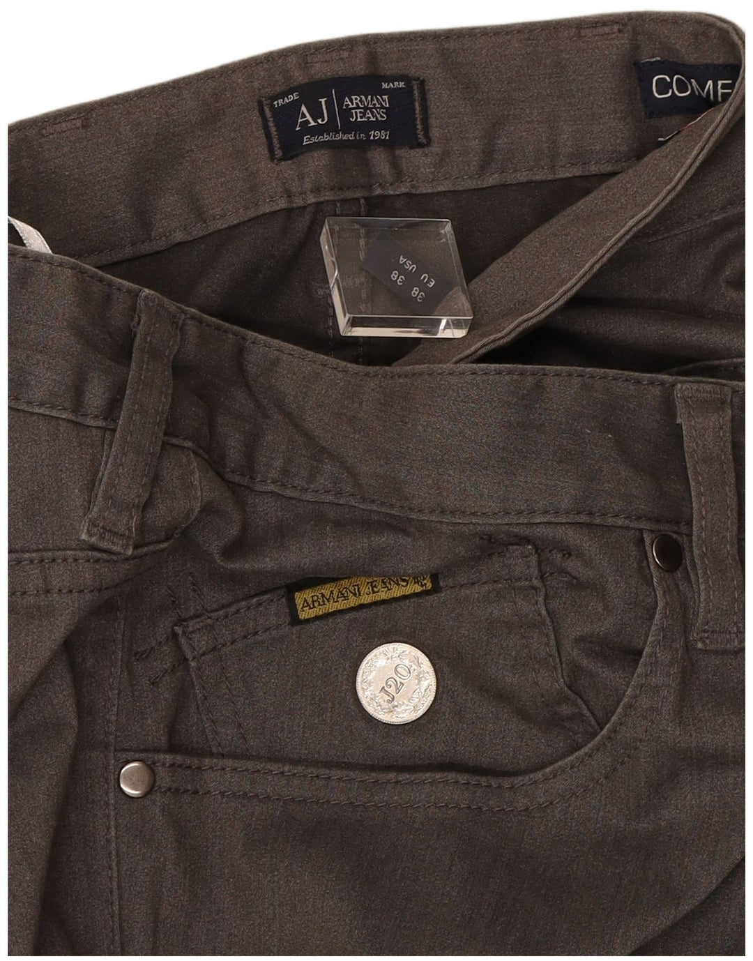 ARMANI JEANS Calça feminina casual slim W38 L34 algodão cinza