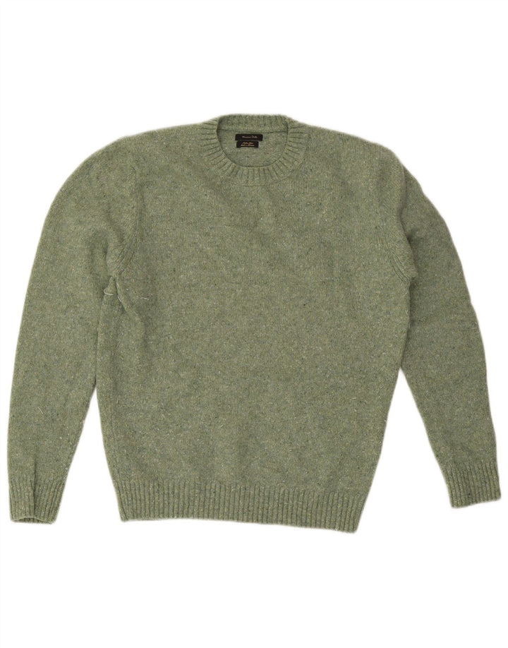 Suéter masculino Massimo Dutti com gola redonda, verde médio manchado