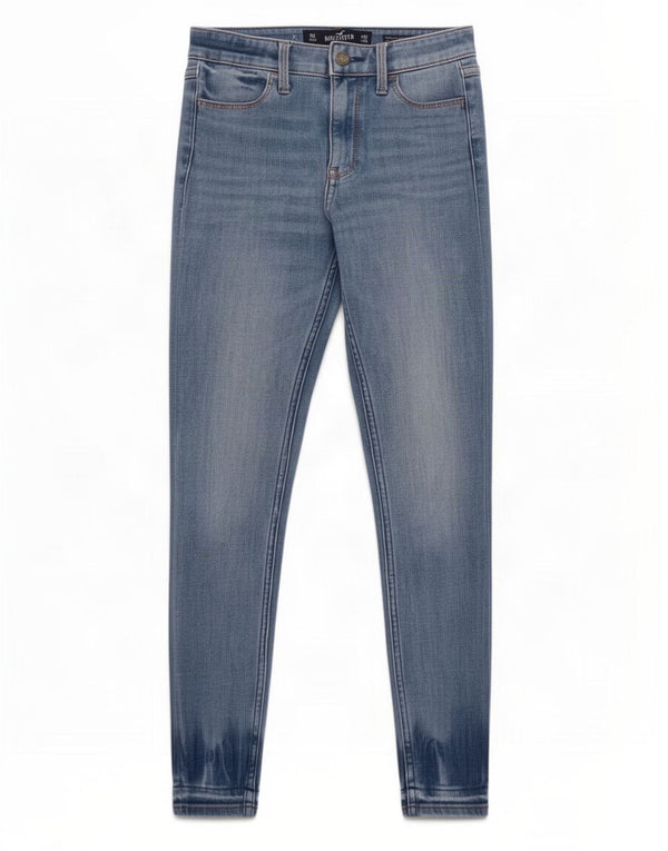 Jeans skinny de cintura alta Hollister feminino US 0 XS W24 L26 azul