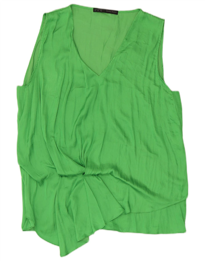 Blusa feminina sem mangas Zara Top UK 18 XL verde