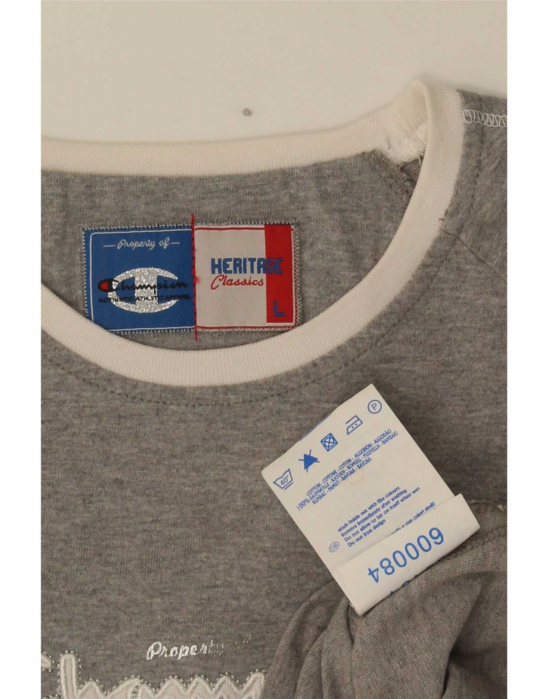 Campeão feminino Heritage Classics gráfico top manga comprida Reino Unido 14 grande cinza