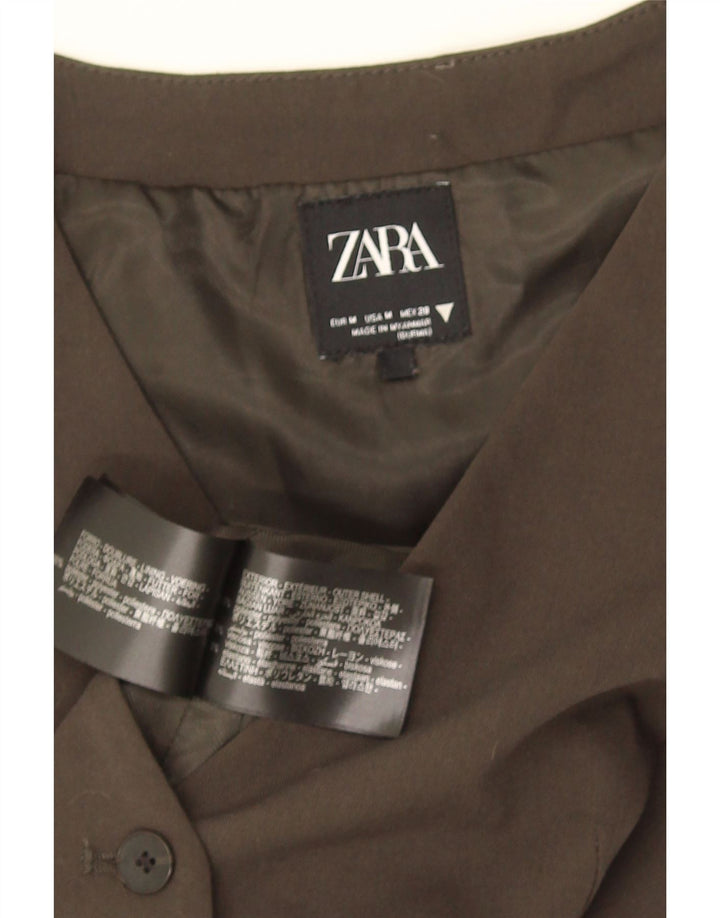 Colete feminino Zara UK 12 poliéster cáqui médio