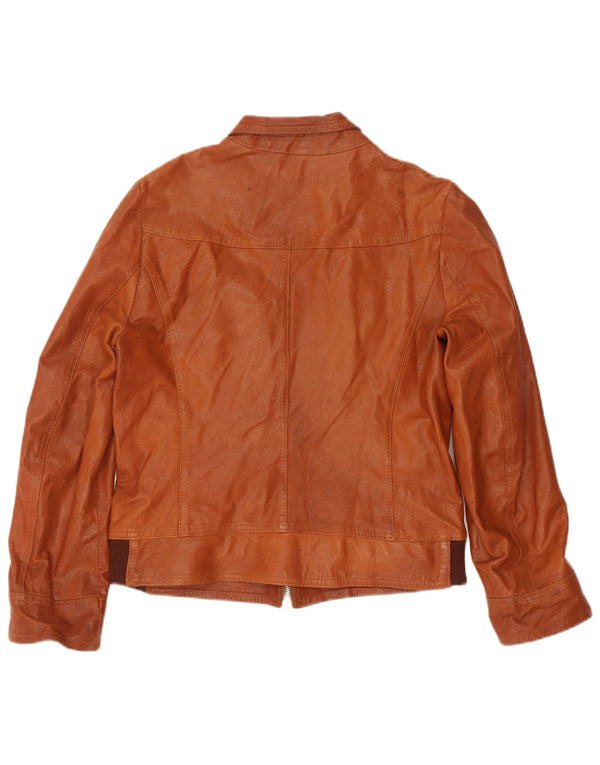 Jaqueta de couro feminina vintage IT 46 grande couro marrom