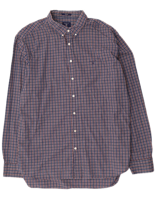 Camisa masculina Gant Regular Fit tamanho 47/48 3XL algodão xadrez azul