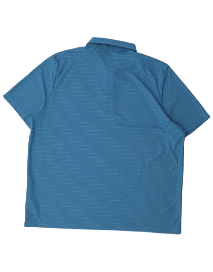 Camisa polo masculina Lacoste tamanho 9 4XL poliéster listrado azul