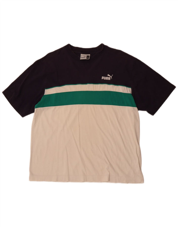 Camiseta masculina Puma Top médio branco colorblock