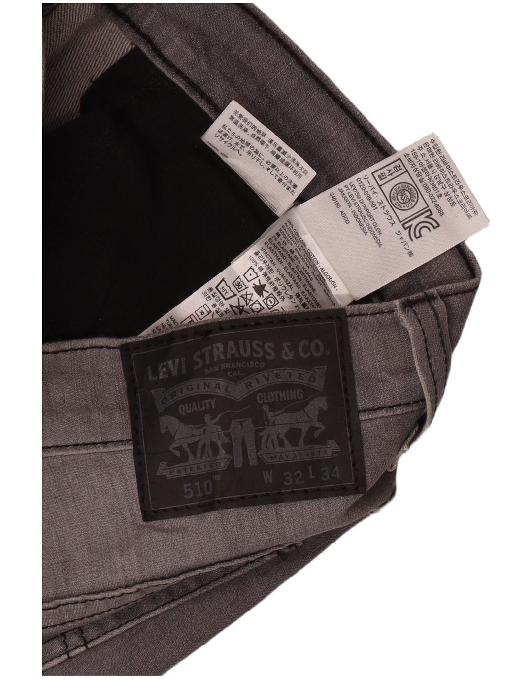 LEVI'S Masculino 510 Skinny Jeans W32 L34 Cinza Algodão