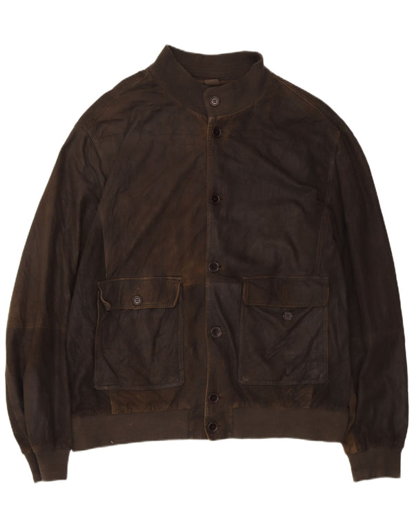 Jaqueta de couro masculina GIMO'S UK 42 XL marrom