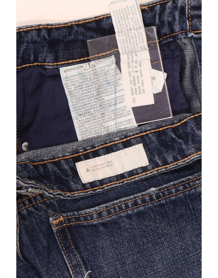 Calça jeans feminina Zara de perna larga EU 40 médio W30 L29 algodão azul