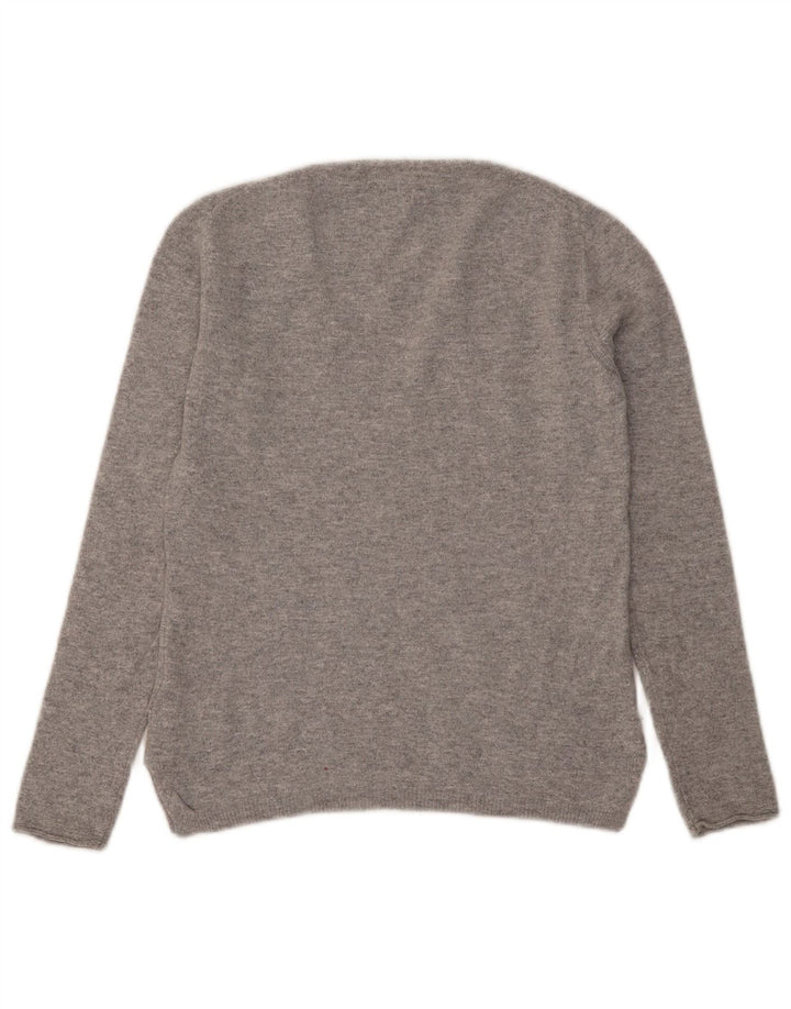 Suéter feminino MASSIMO DUTTI com decote em V Reino Unido 10 pequeno cinza manchado