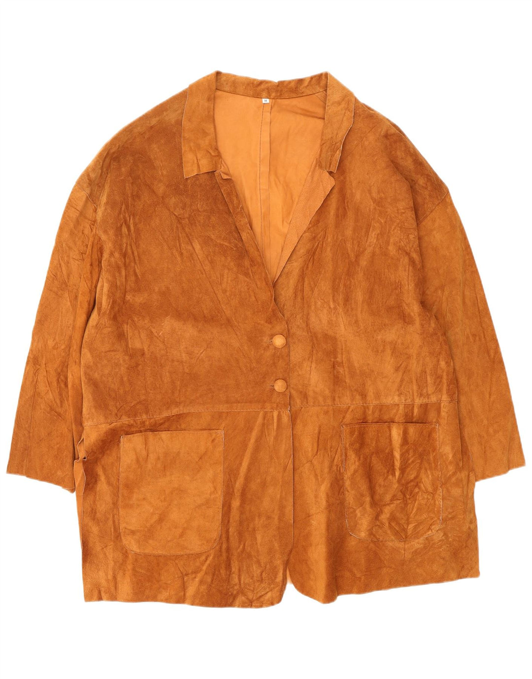 Sobretudo feminino VINTAGE de camurça grande Reino Unido 14 couro marrom médio