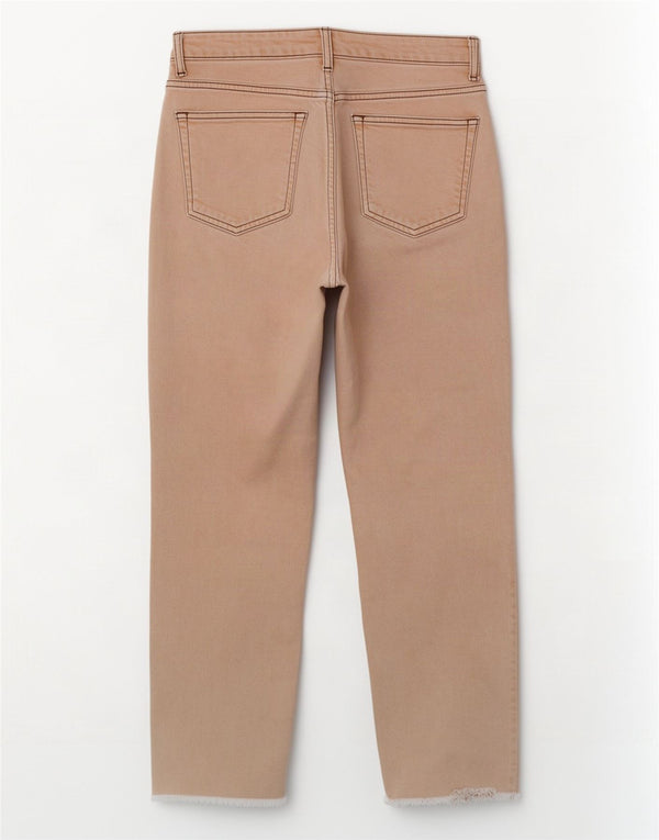 Jeans recortados femininos Topshop W26 L25 algodão bege