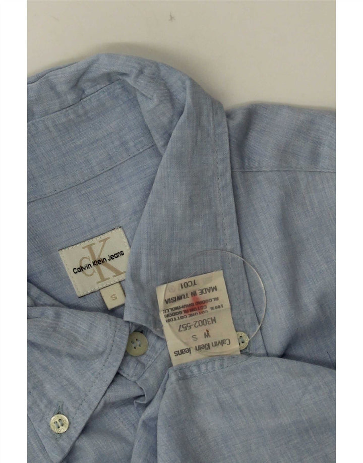 Camisa masculina Calvin Klein Jeans pequena azul algodão
