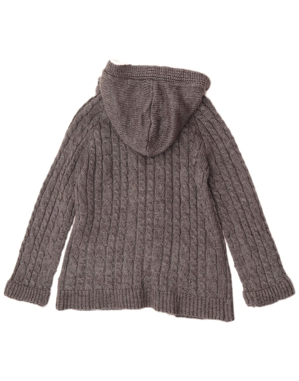 Suéter feminino Zara com capuz Duffle Cardigan Reino Unido 14 grande cinza acrílico