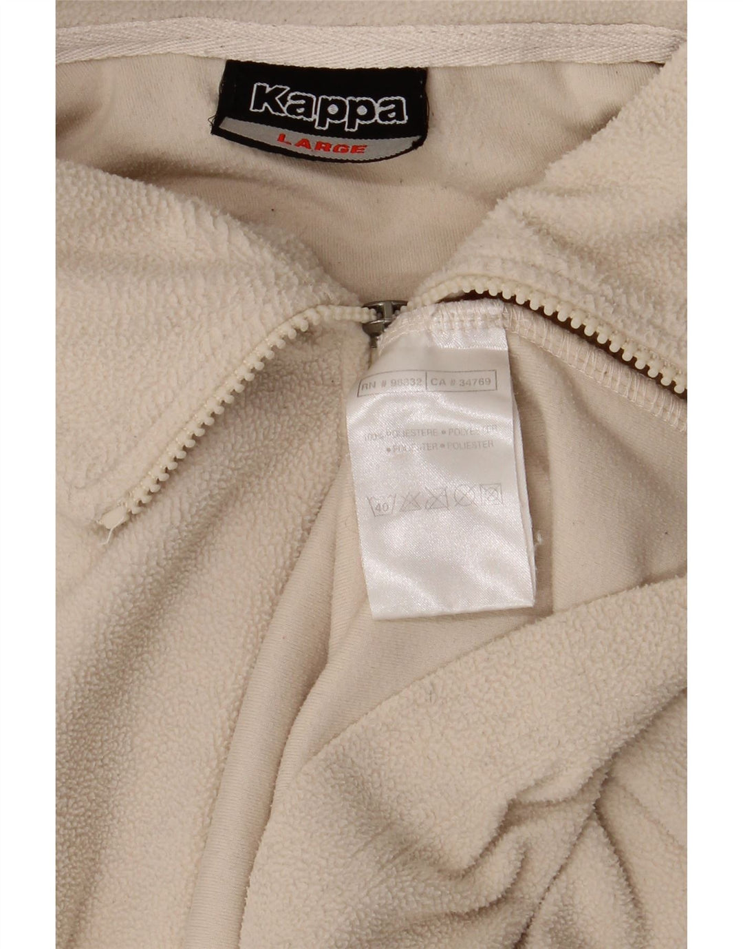 KAPPA Masculino Zip Neck Fleece Jumper Grande Poliéster Branco