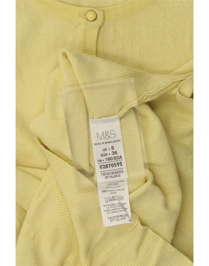Suéter cardigã feminino Marks & Spencer Reino Unido 8 viscose amarela pequena