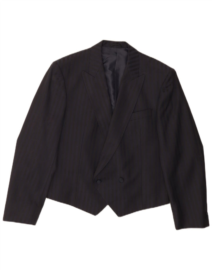 Jaqueta blazer masculina Wilvorst com peito duplo Reino Unido 36 pequena listrada azul marinho