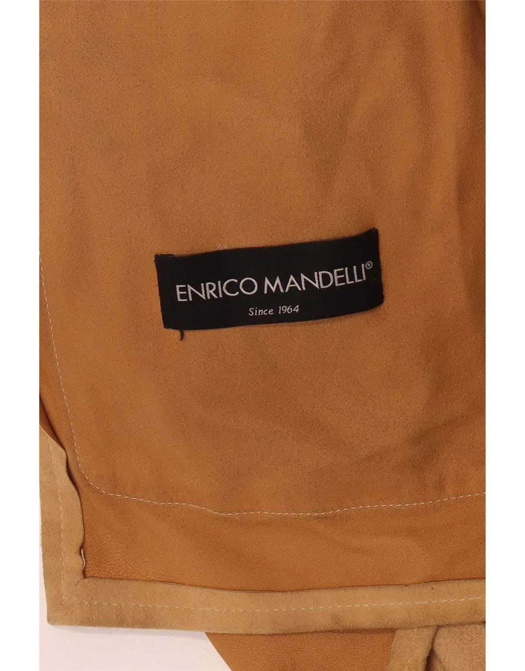 Jaqueta de couro feminina Enrico Mandelli UK 18 XL marrom clássico