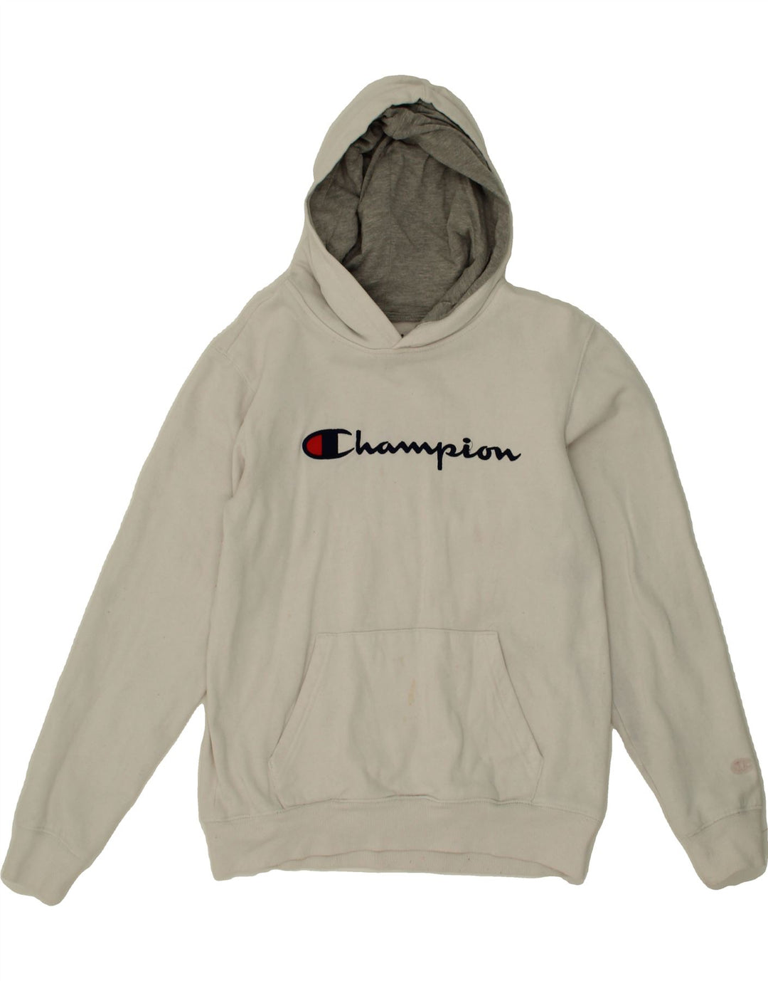 CHAMPION Womens Graphic Hoodie Jumper UK 18 XL White Cotton Vintage Champion and Second-Hand Champion from Messina Hembry 