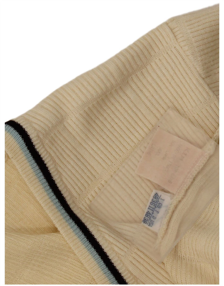 Suéter masculino vintage com decote em V Reino Unido 36 pequeno lã esbranquiçada