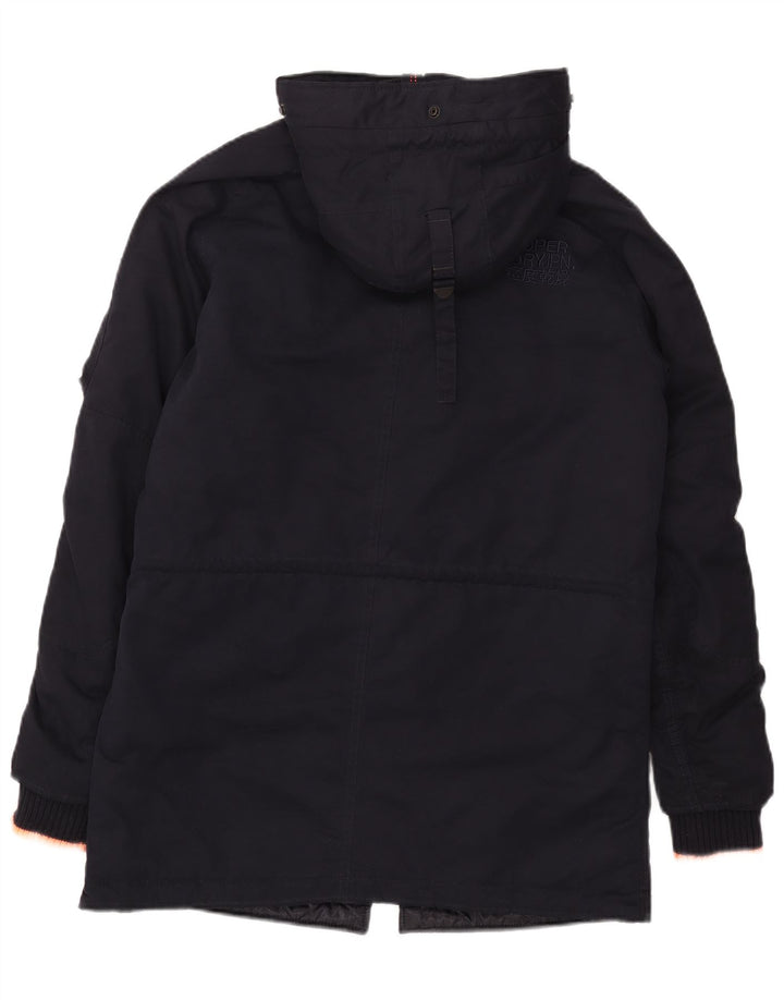 Jaqueta Parka masculina Superdry com capuz UK 38 poliéster azul marinho médio
