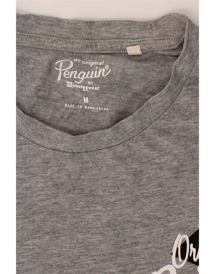 PENGUIN Mens Graphic T-Shirt Top Medium Grey Cotton Vintage Penguin and Second-Hand Penguin from Messina Hembry 
