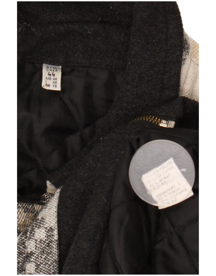 Casaco corta-vento vintage feminino grande UK 18 XL bege geométrico