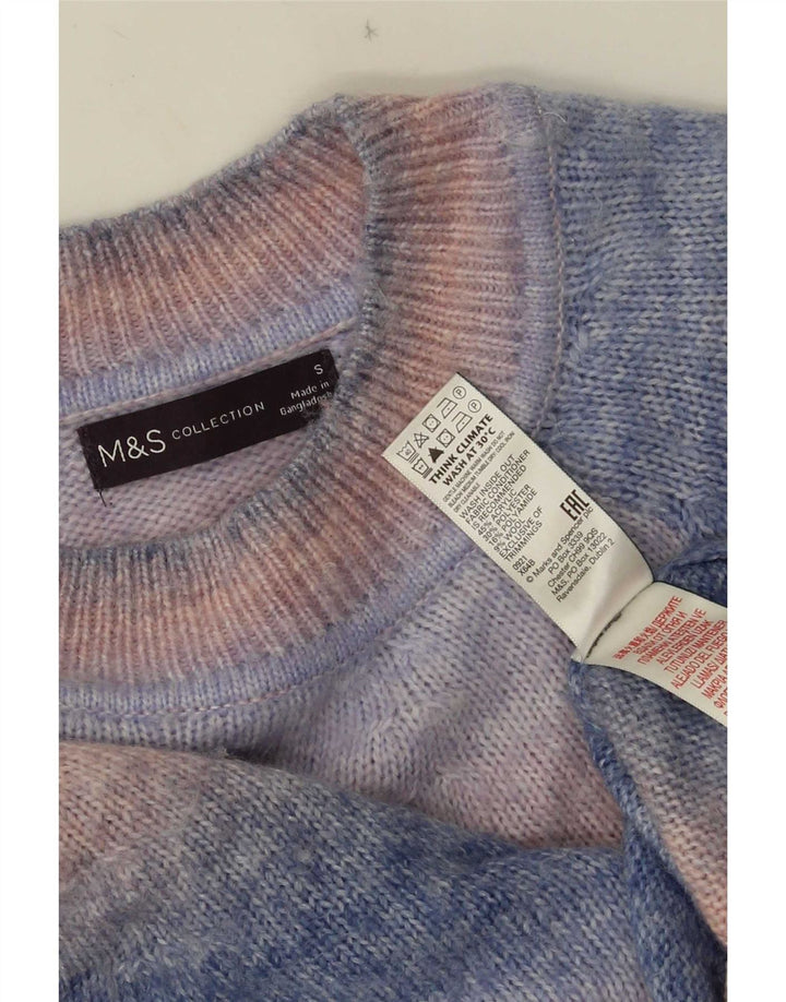 Suéter masculino Marks & Spencer com gola redonda e pequeno azul tie-dye acrílico