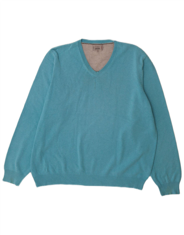 Suéter masculino Marks & Spencer com ajuste regular e decote em V XL azul