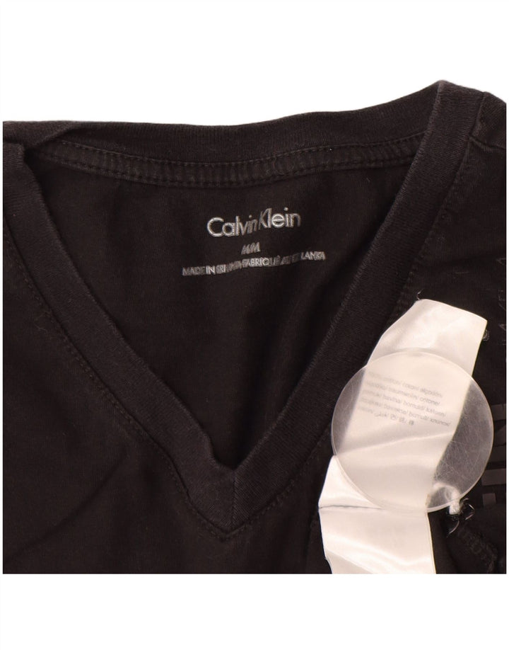 Camiseta feminina CALVIN KLEIN com estampa gráfica UK 14 algodão preto médio