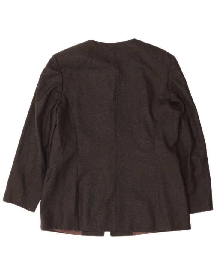 Jaqueta Blazer Vintage Feminina Longline 4 Botões IT 48 XL Lã Cinza
