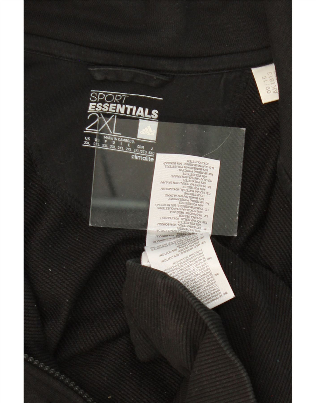 ADIDAS Mens Climalite Graphic Tracksuit Top Jacket 2XL Black Cotton Vintage Adidas and Second-Hand Adidas from Messina Hembry 