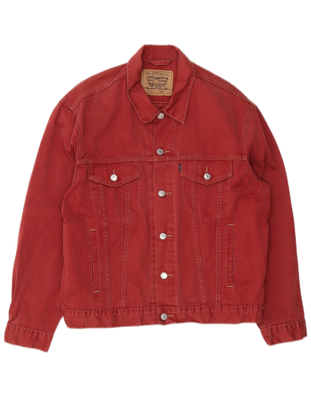 Jaqueta jeans masculina Levi's UK 40 grande algodão vermelho