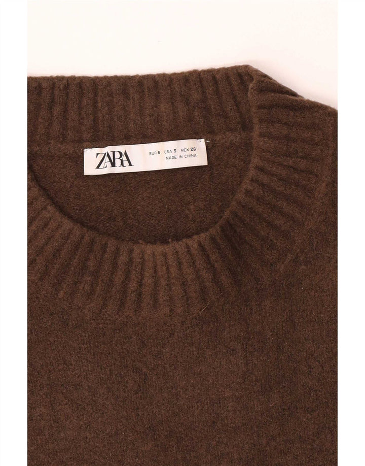 Zara Suéter feminino oversized com gola canoa Reino Unido 10 pequeno marrom