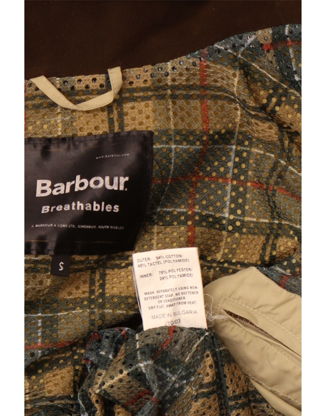 Jaqueta utilitária masculina com capuz BARBOUR Reino Unido 36 algodão bege pequeno