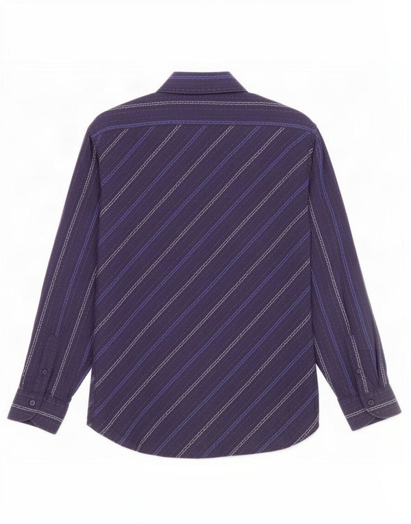 Camisa masculina Ted Baker tamanho 4 grande algodão listrado azul marinho