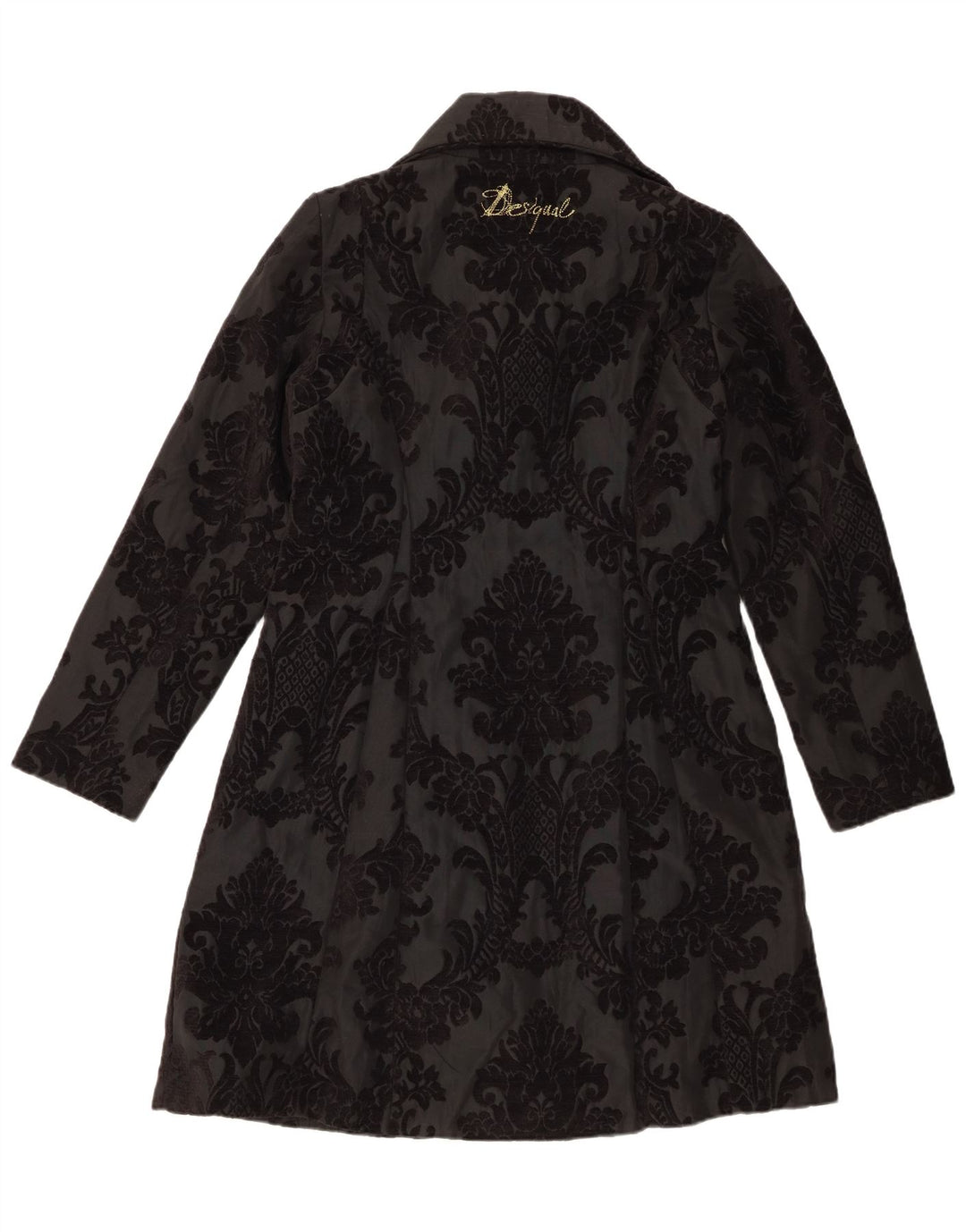 Sobretudo feminino Desigual EU 42 grande poliéster floral preto