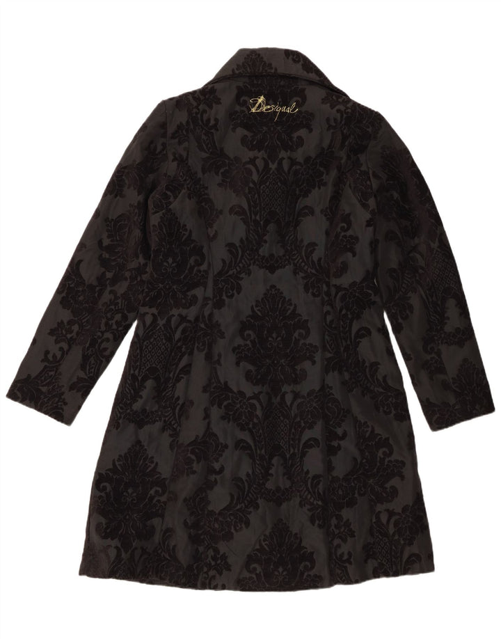 Sobretudo feminino Desigual EU 42 grande poliéster floral preto