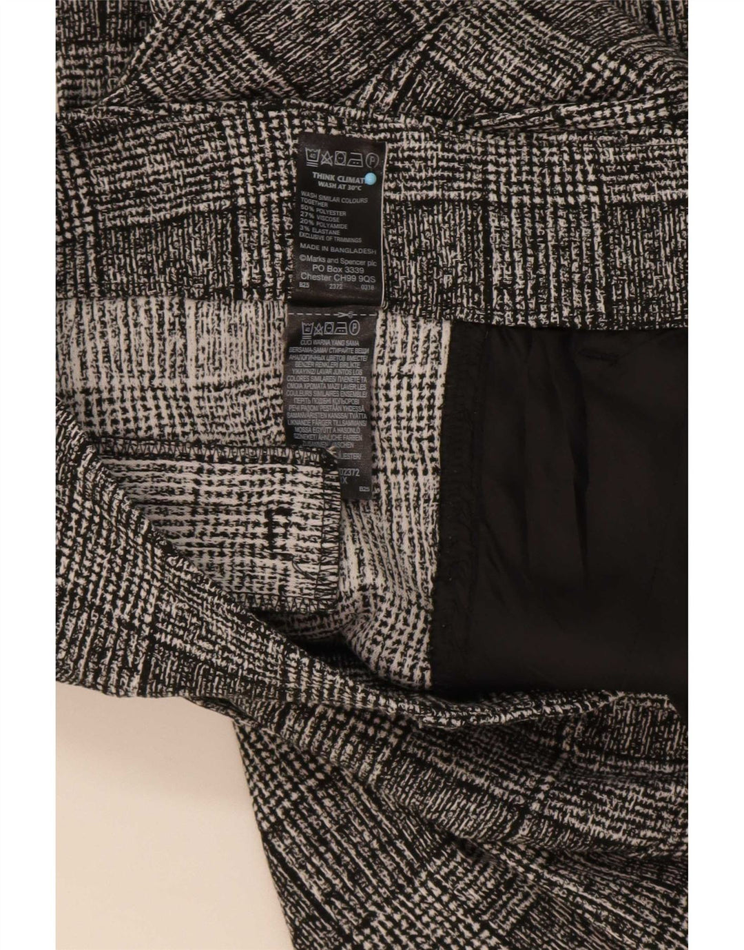 Calça feminina Marks & Spencer UK 14 grande W34 L32 cinza xadrez