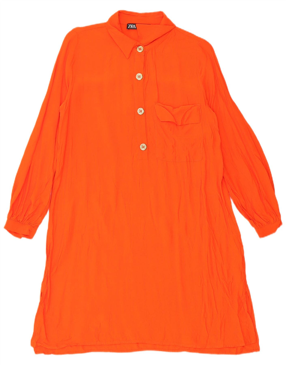 Pulôver feminino Zara vestido camisa Reino Unido 10 pequeno laranja viscose