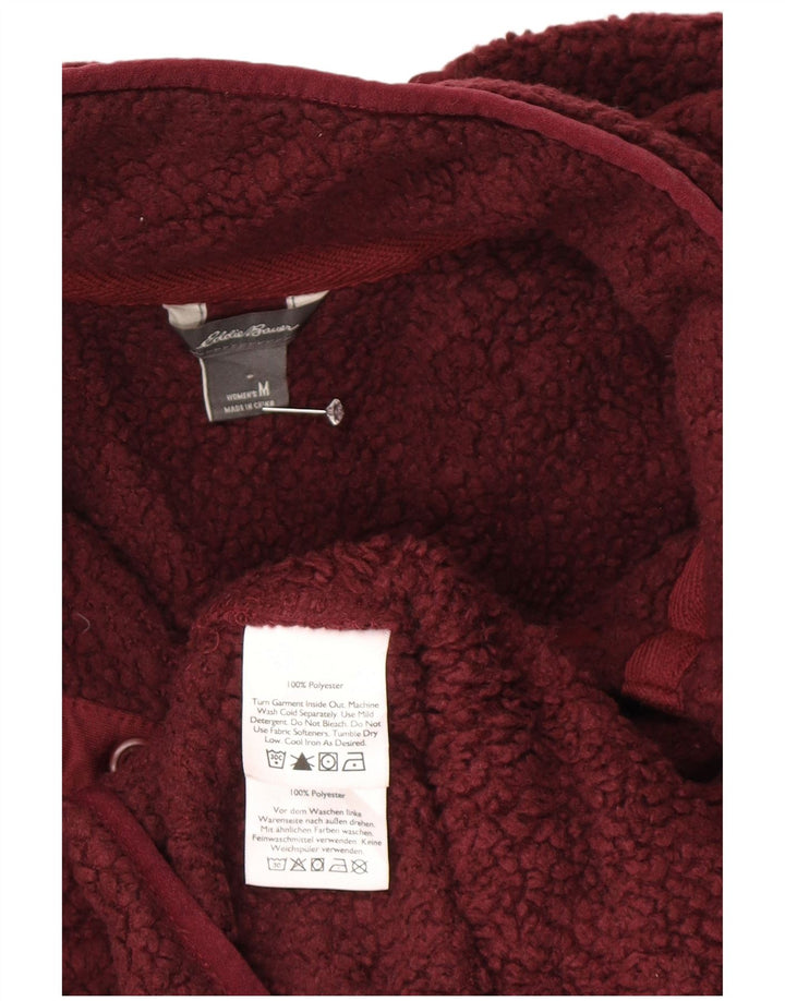 Eddie Bauer Suéter feminino de lã com gola redonda e botão Reino Unido 14 Médio Borgonha