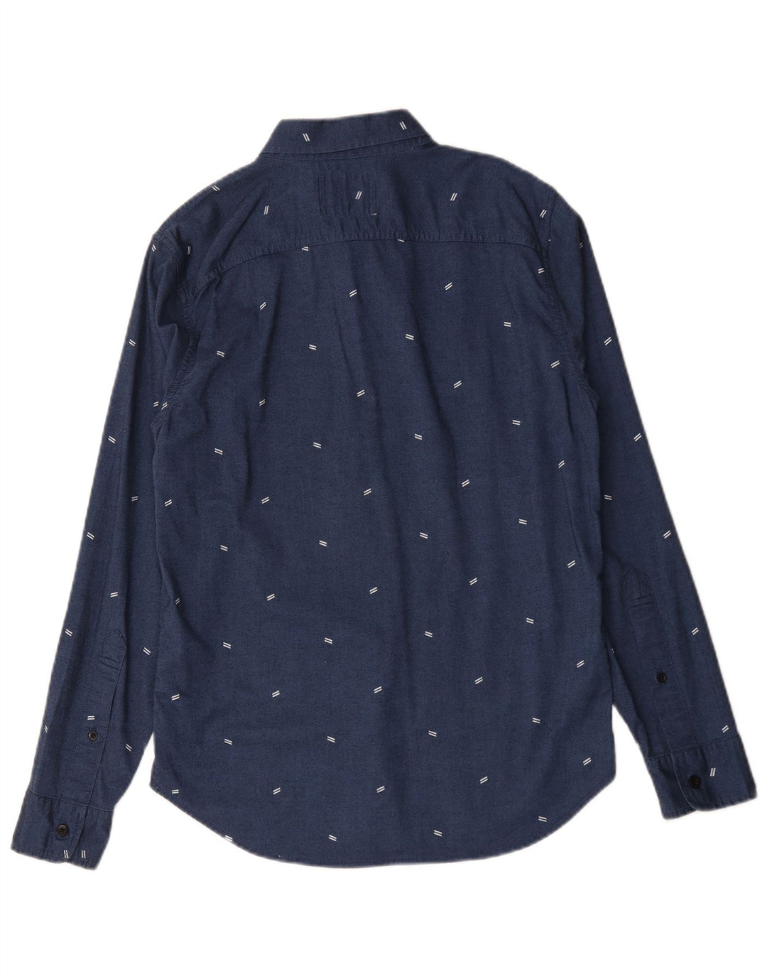 Camisa masculina Hollister pequena algodão manchado azul marinho