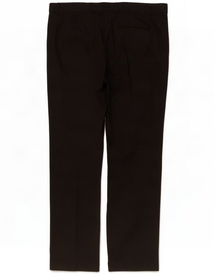 Calça masculina de terno reto Marks & Spencer W42 L33 poliéster preto