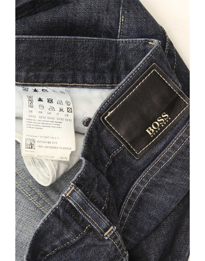 Hugo Boss Mens Straight Jeans W32 L32 Azul Marinho Algodão