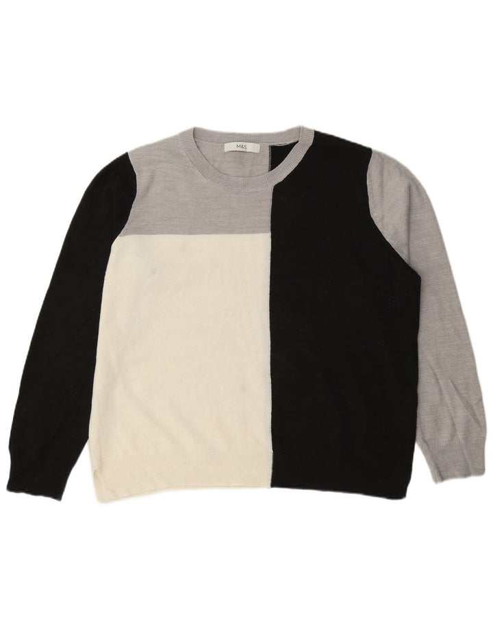 Suéter feminino Marks & Spencer com gola redonda Reino Unido 14 grande multicolorido