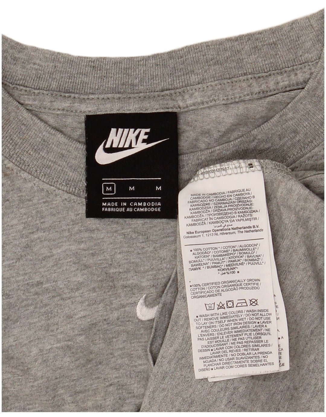 Camiseta masculina NIKE Top cinza médio algodão