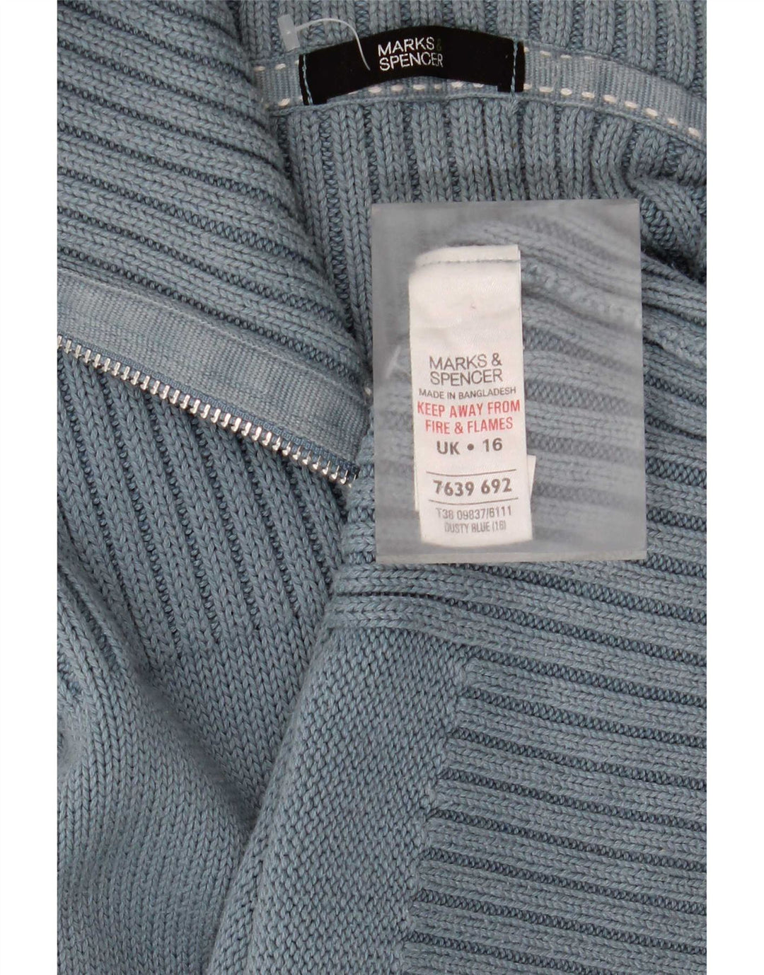 Suéter cardigã feminino Marks & Spencer Reino Unido 16 grande algodão azul