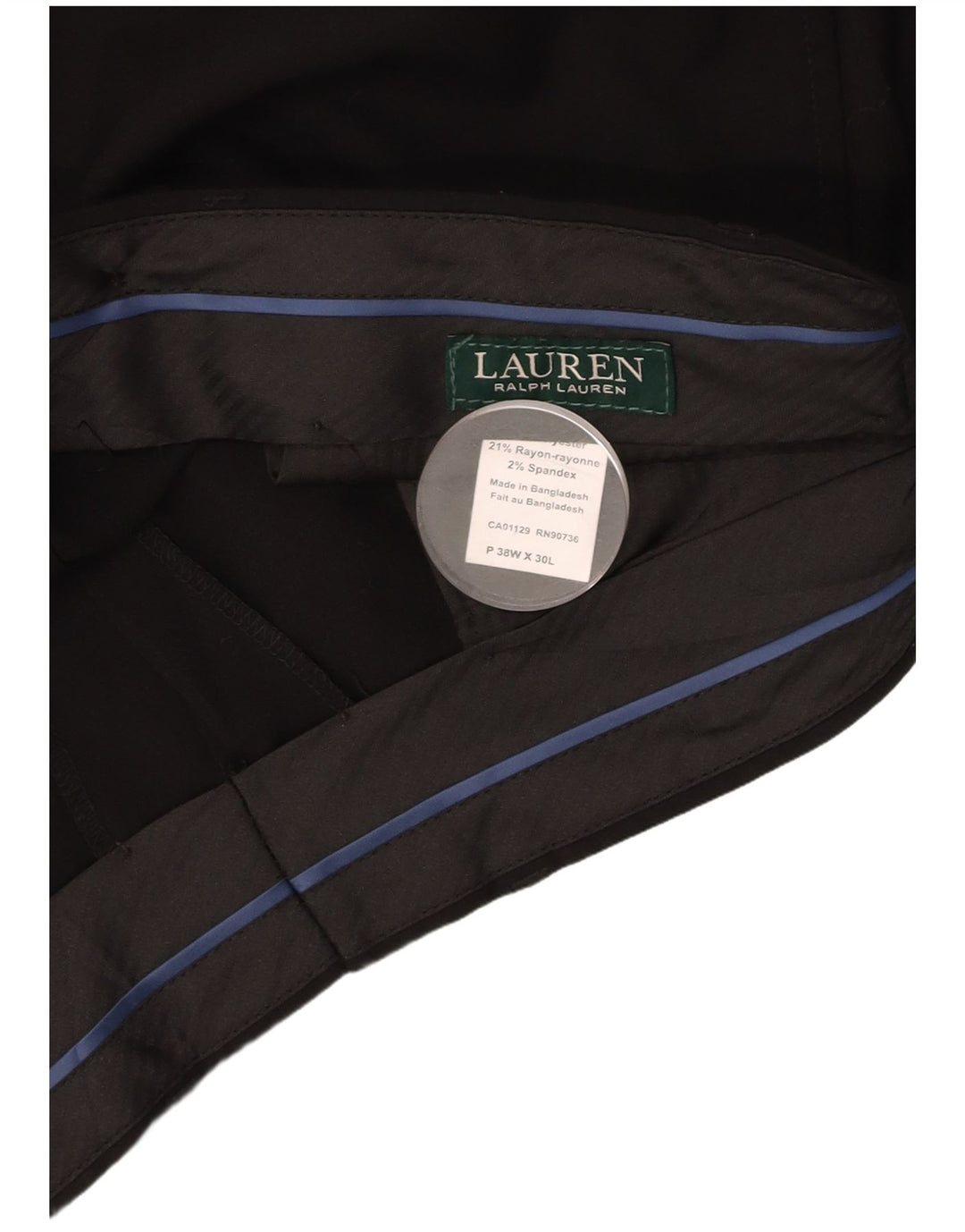 Calça masculina de terno reto RALPH LAUREN W38 L30 poliéster preto