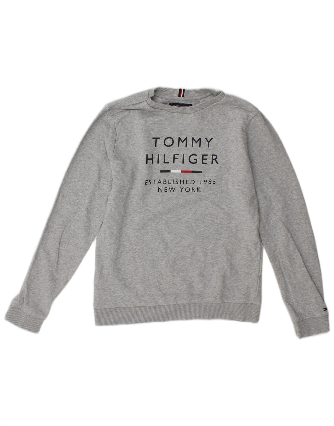 Tommy Hilfiger Meninos moletom gráfico jumper 12-13 anos cinza manchado
